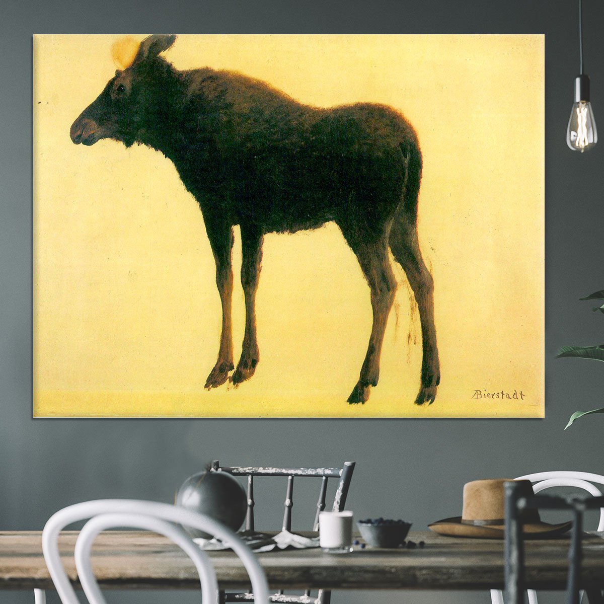 Elk by Bierstadt Canvas Print or Poster