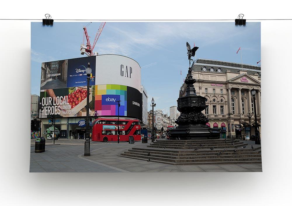 Empty Piccadilly Circus London under Lockdown 2020 Canvas Print or Poster