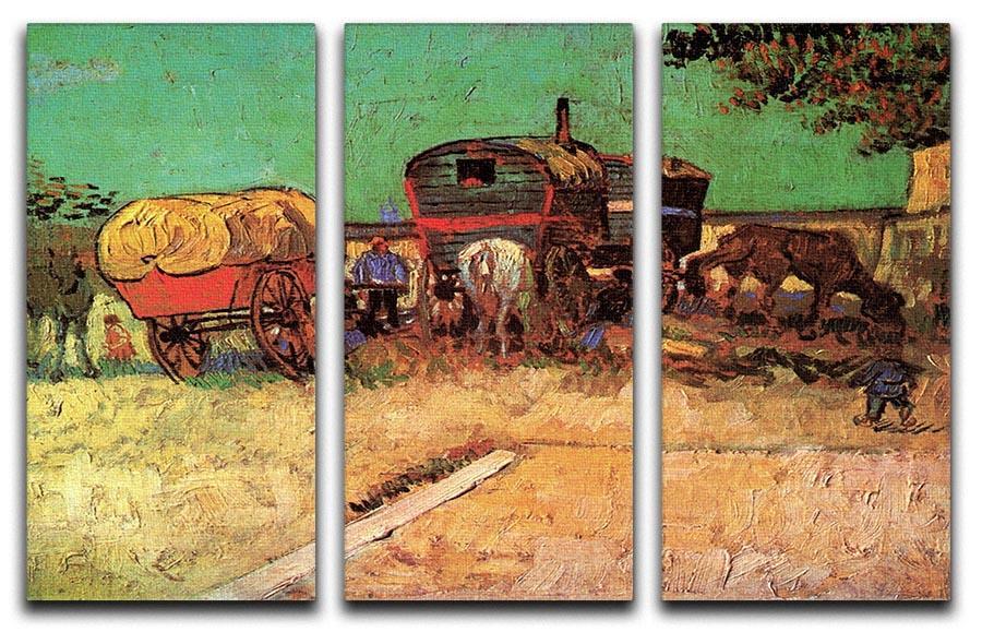 Encampment of Gypsies with Caravans by Van Gogh 3 Split Panel Canvas Print - Canvas Art Rocks - 4