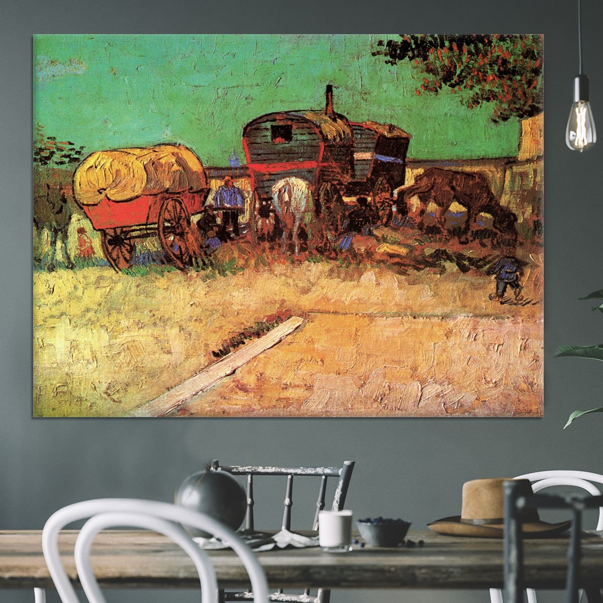 Encampment of Gypsies with Caravans by Van Gogh Canvas Print or Poster