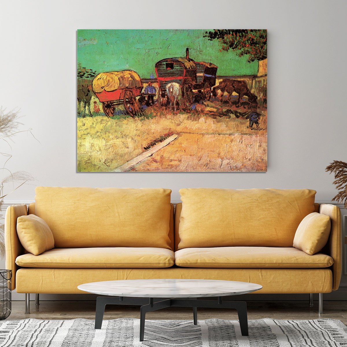 Encampment of Gypsies with Caravans by Van Gogh Canvas Print or Poster