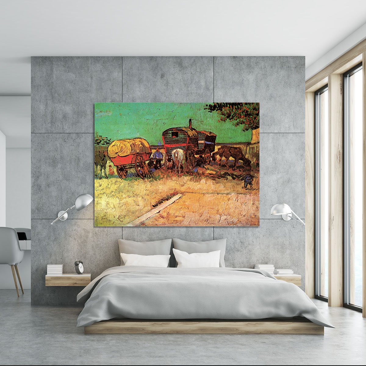 Encampment of Gypsies with Caravans by Van Gogh Canvas Print or Poster