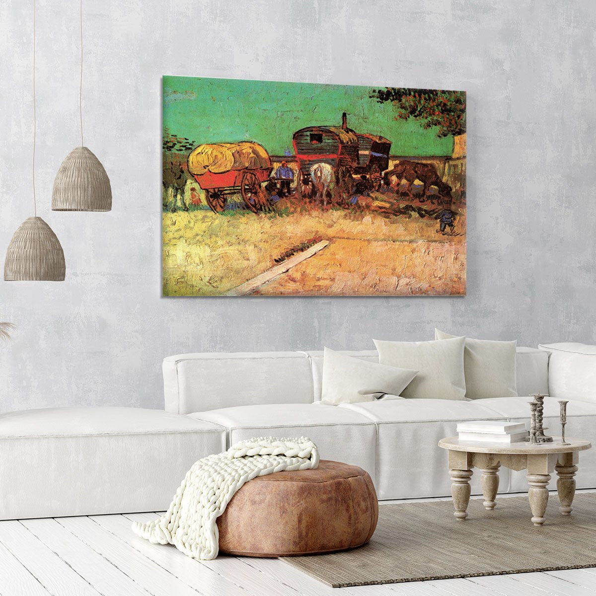 Encampment of Gypsies with Caravans by Van Gogh Canvas Print or Poster