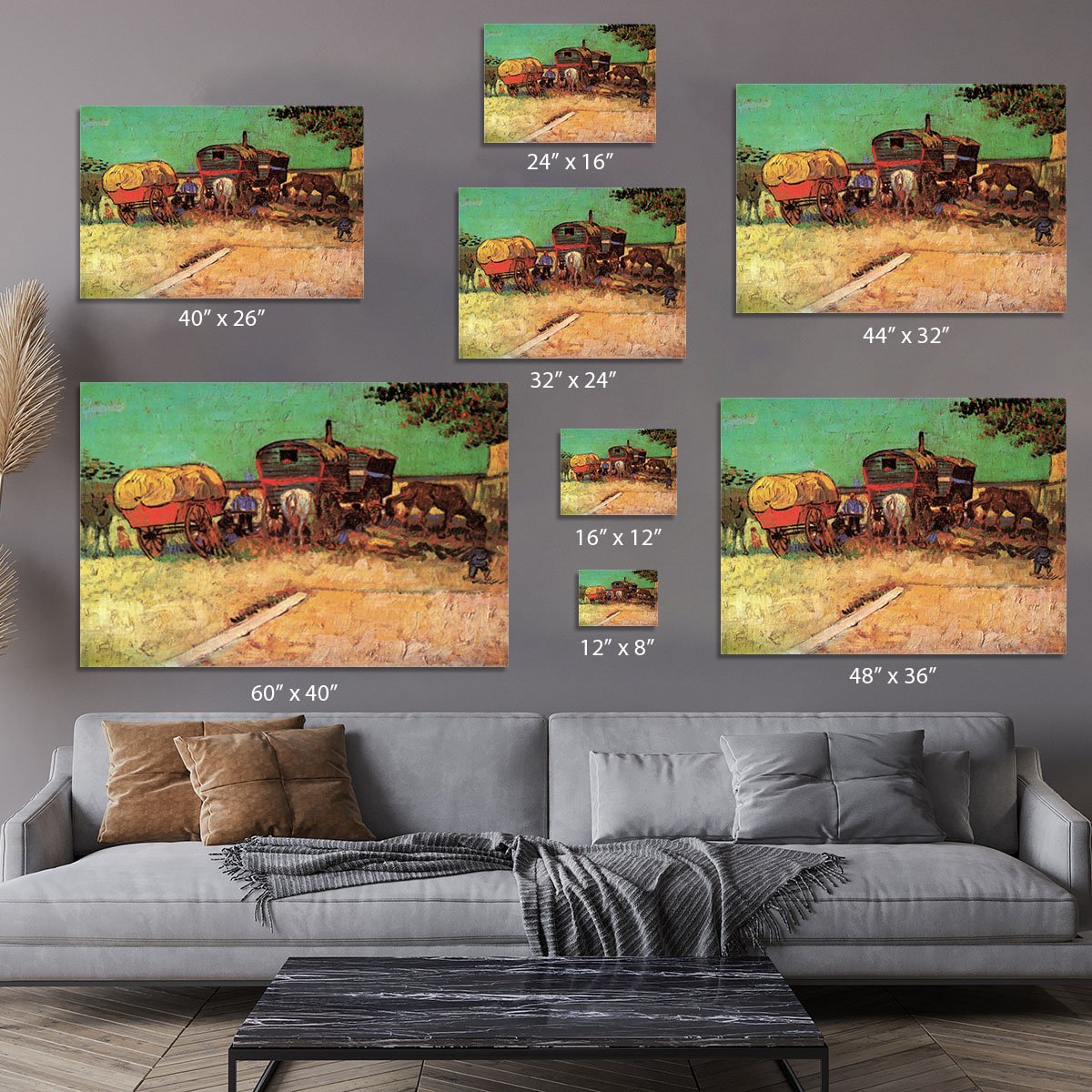 Encampment of Gypsies with Caravans by Van Gogh Canvas Print or Poster