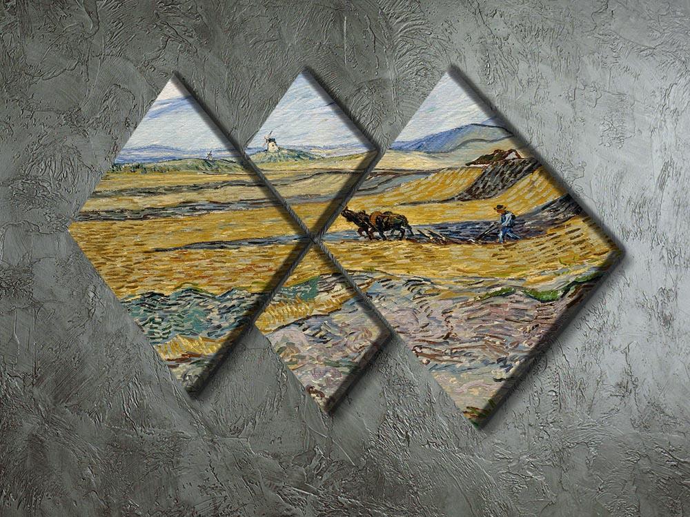 Enclosed Field with Ploughman 4 Square Multi Panel Canvas - Canvas Art Rocks - 2