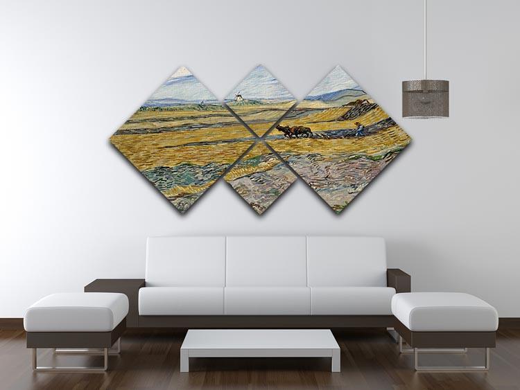 Enclosed Field with Ploughman 4 Square Multi Panel Canvas - Canvas Art Rocks - 3