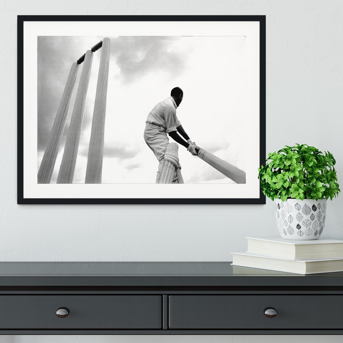 England cricketer Basil D Oliveira Framed Print - Canvas Art Rocks - 1
