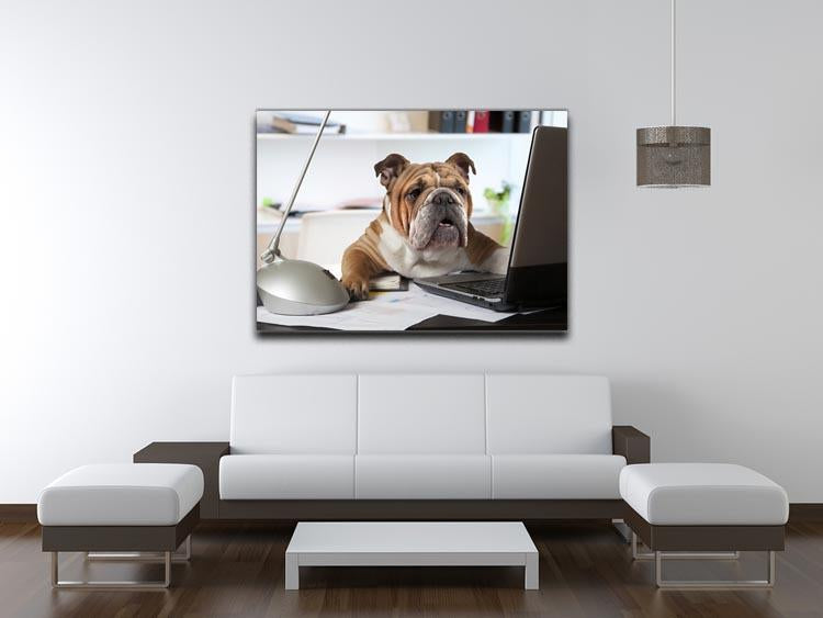 English Bulldog sitting at a desk Canvas Print or Poster - Canvas Art Rocks - 4