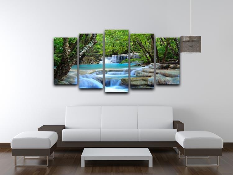 Erawan Waterfall 5 Split Panel Canvas  - Canvas Art Rocks - 3