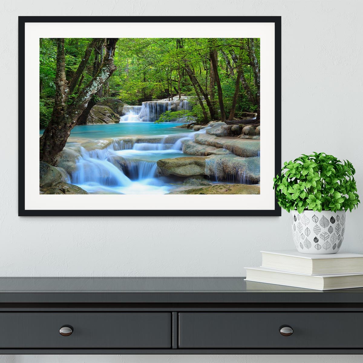 Erawan Waterfall Framed Print - Canvas Art Rocks - 1