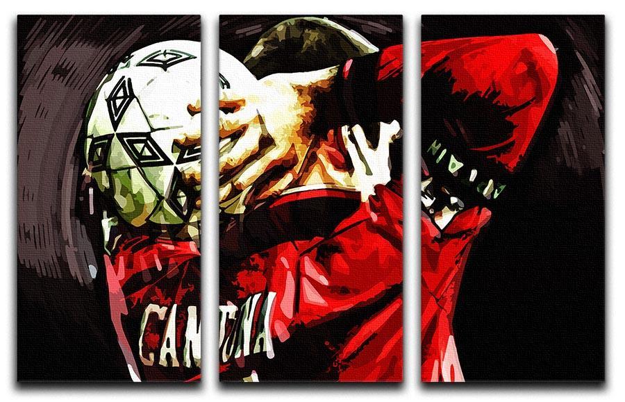 Eric Cantona 3 Split Panel Canvas Print - Canvas Art Rocks - 1