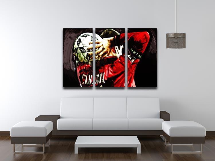 Eric Cantona 3 Split Panel Canvas Print - Canvas Art Rocks - 3