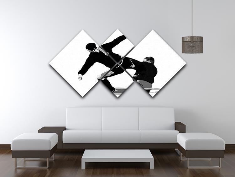 Eric Cantona Kick 4 Square Multi Panel Canvas - Canvas Art Rocks - 3