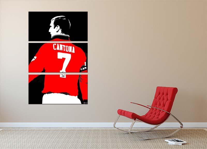 Eric Cantona No 7 3 Split Panel Canvas Print - Canvas Art Rocks - 2