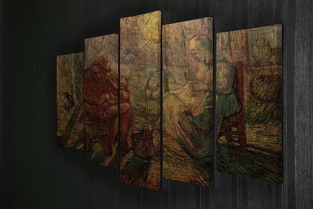 Evening The Watch after Millet by Van Gogh 5 Split Panel Canvas - Canvas Art Rocks - 2