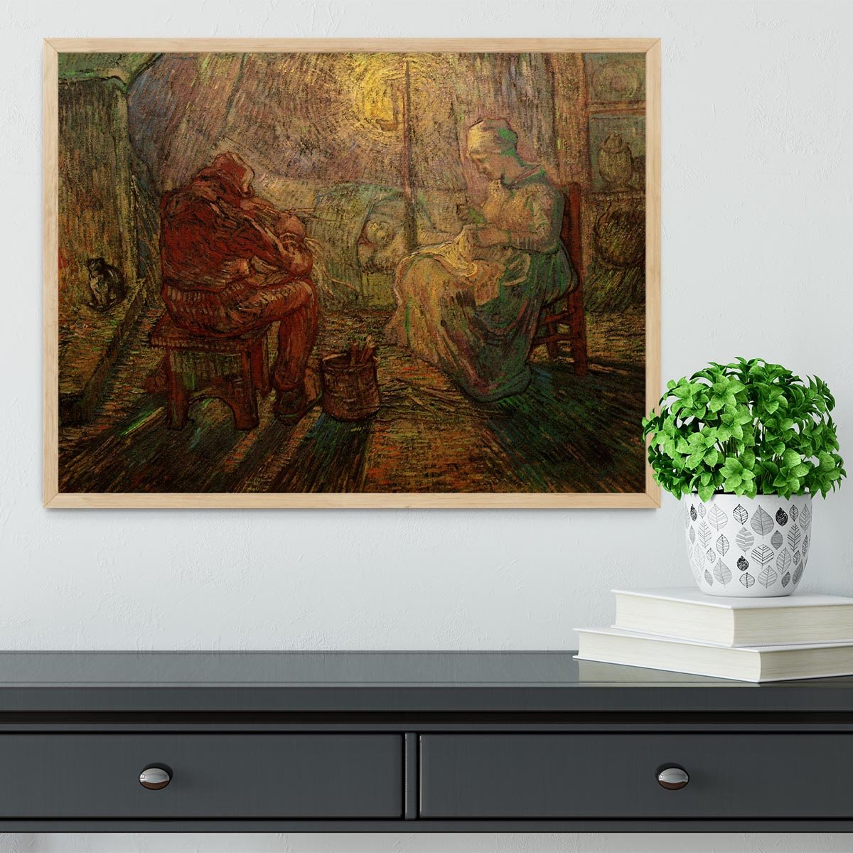 Evening The Watch after Millet by Van Gogh Framed Print - Canvas Art Rocks - 4