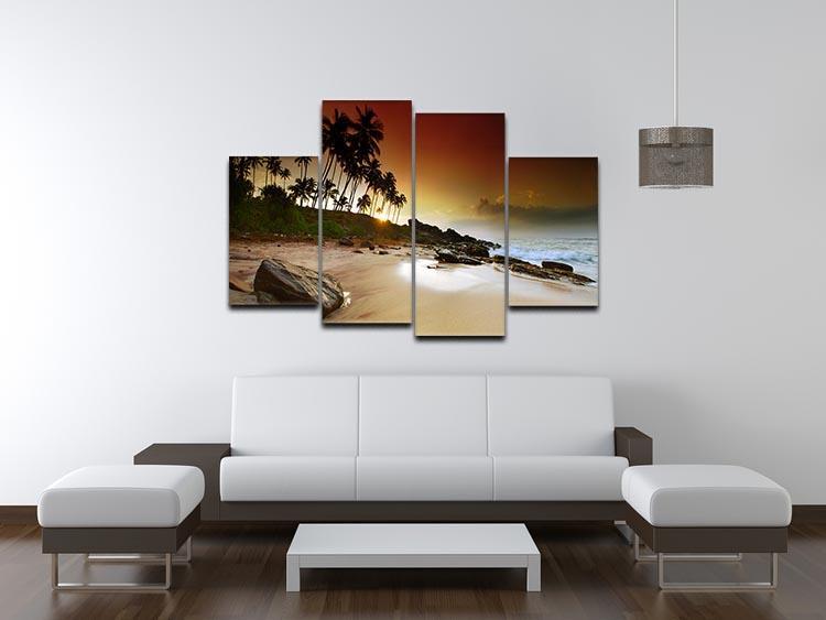 Extremely beautiful vivid sunrise 4 Split Panel Canvas - Canvas Art Rocks - 3