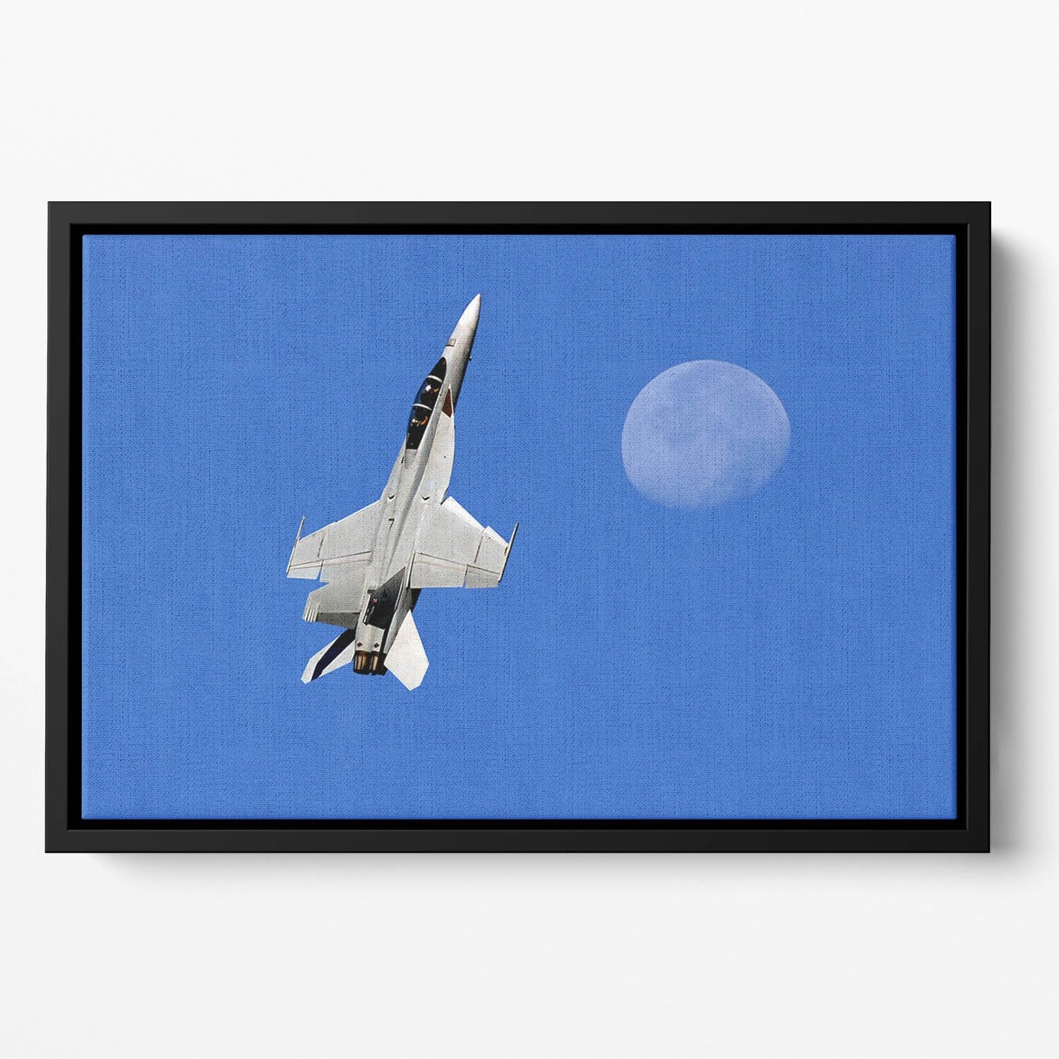 F-18 and the Moon Floating Framed Canvas
