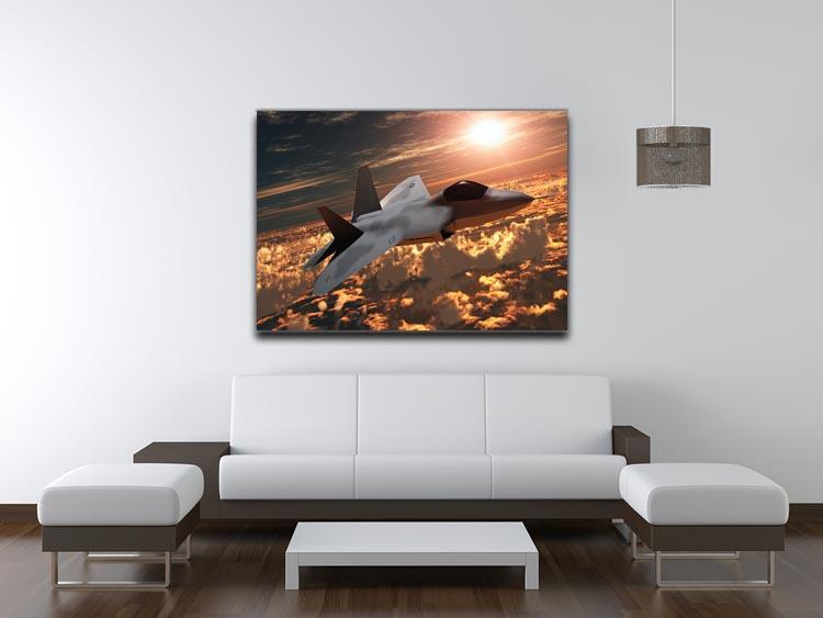 F22 Fighter Jet at Sunset Canvas Print or Poster - Canvas Art Rocks - 4