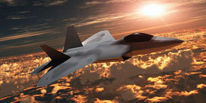 F22 Fighter Jet at Sunset Wall Mural Wallpaper - Canvas Art Rocks - 1