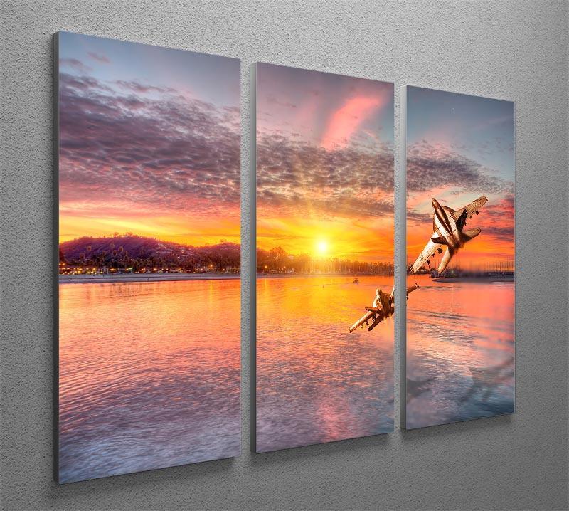 F 18 squadron over the sea 3 Split Panel Canvas Print - Canvas Art Rocks - 2