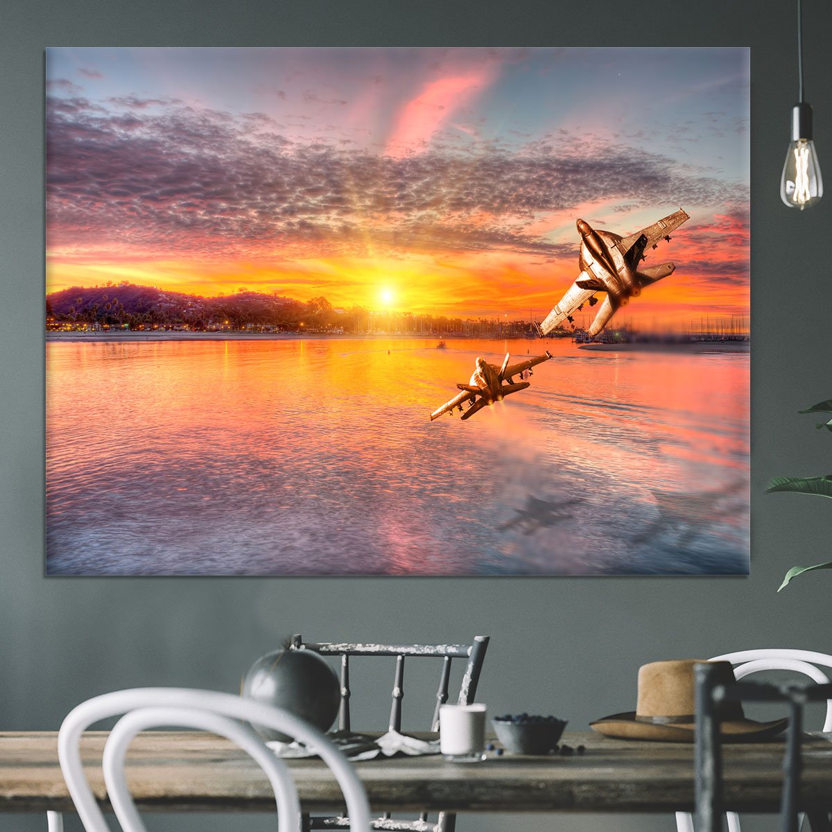 F 18 squadron over the sea Canvas Print or Poster