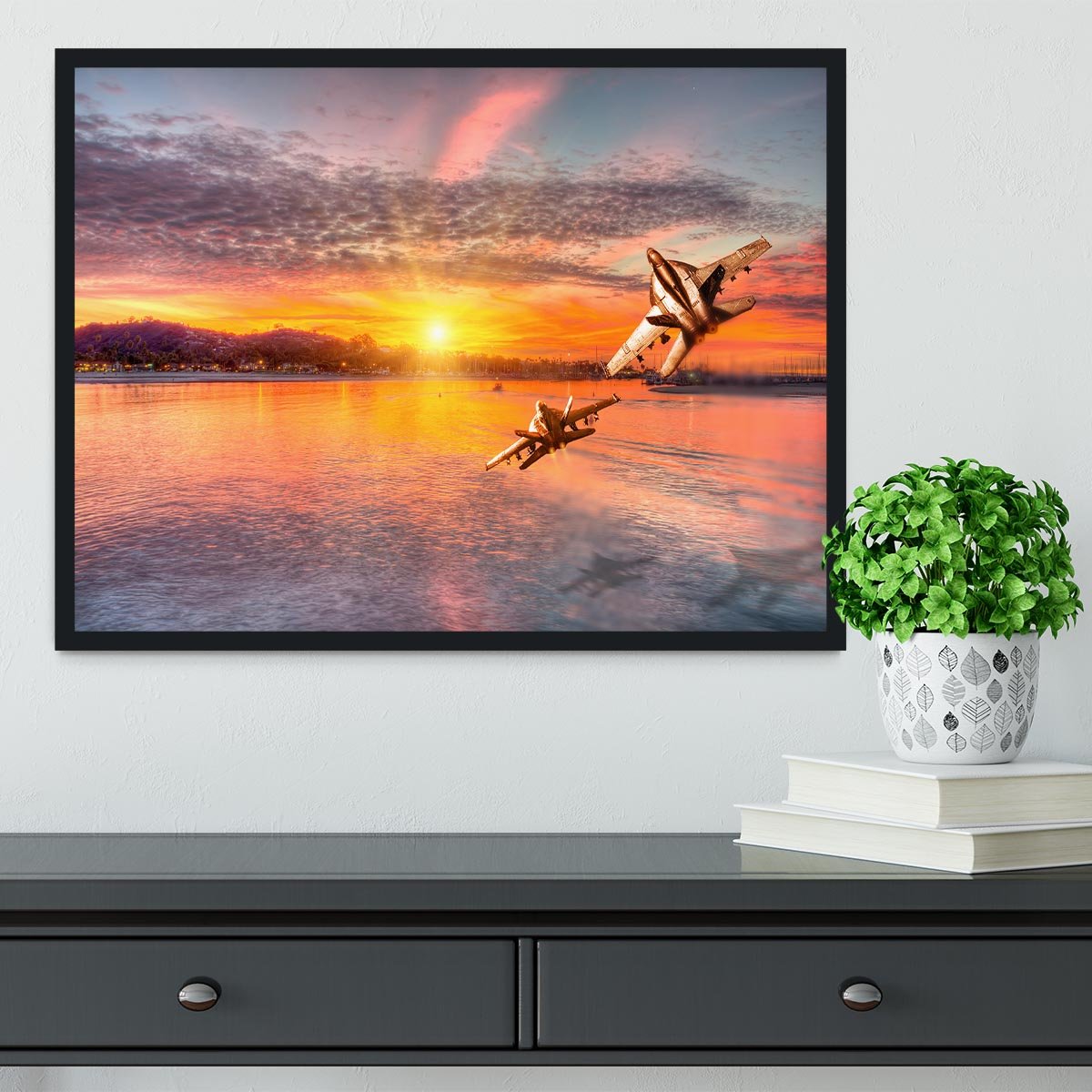 F 18 squadron over the sea Framed Print - Canvas Art Rocks - 2