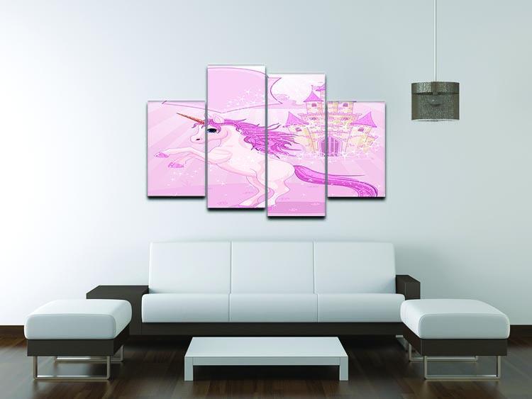 Fairy Tale Castle and Unicorn 4 Split Panel Canvas - Canvas Art Rocks - 3