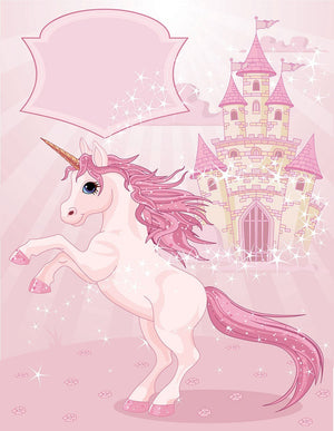 Fairy Tale Castle and Unicorn Wall Mural Wallpaper - Canvas Art Rocks - 1