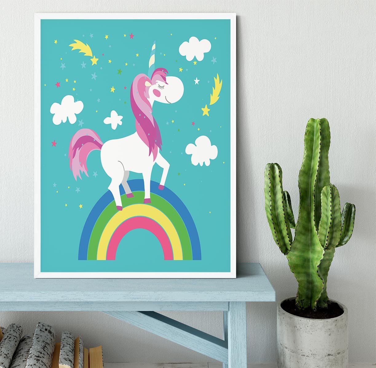 Fairy unicorn with rainbow Framed Print - Canvas Art Rocks -6