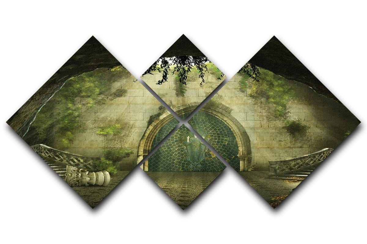 Fantasy cave 4 Square Multi Panel Canvas  - Canvas Art Rocks - 1