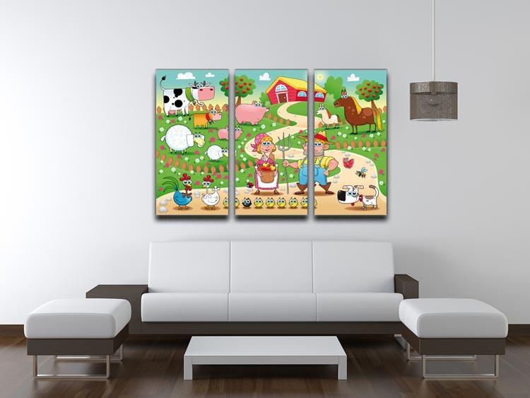 Farm Family 3 Split Panel Canvas Print - Canvas Art Rocks - 3