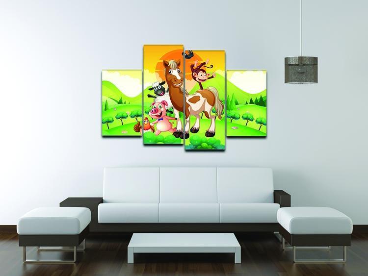 Farm animals in the field 4 Split Panel Canvas - Canvas Art Rocks - 3