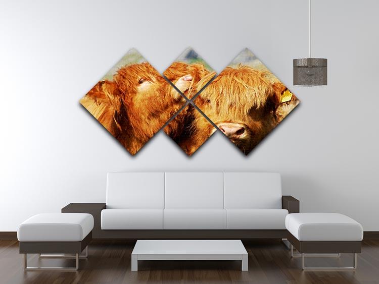Farm cows 4 Square Multi Panel Canvas - Canvas Art Rocks - 3
