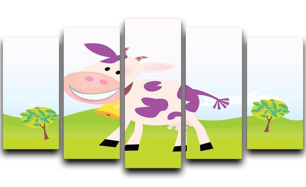 Farm scene with cow 5 Split Panel Canvas - Canvas Art Rocks - 1