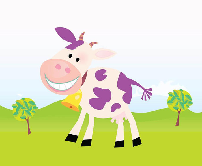 Farm scene with cow Wall Mural Wallpaper