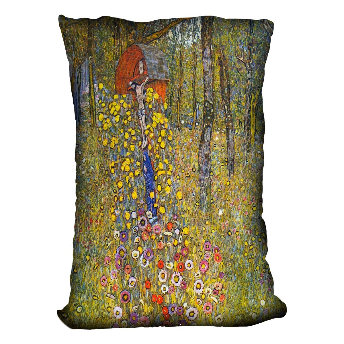 Farmers garden with crucifix by Klimt Throw Pillow