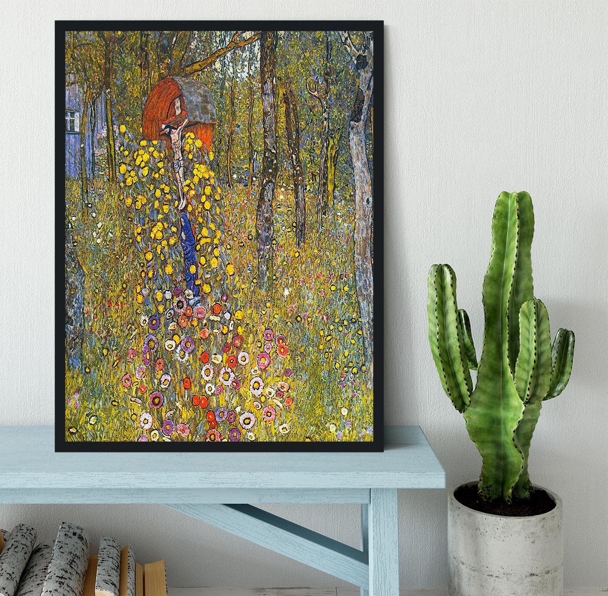 Farmers garden with crucifix by Klimt Framed Print - Canvas Art Rocks - 2