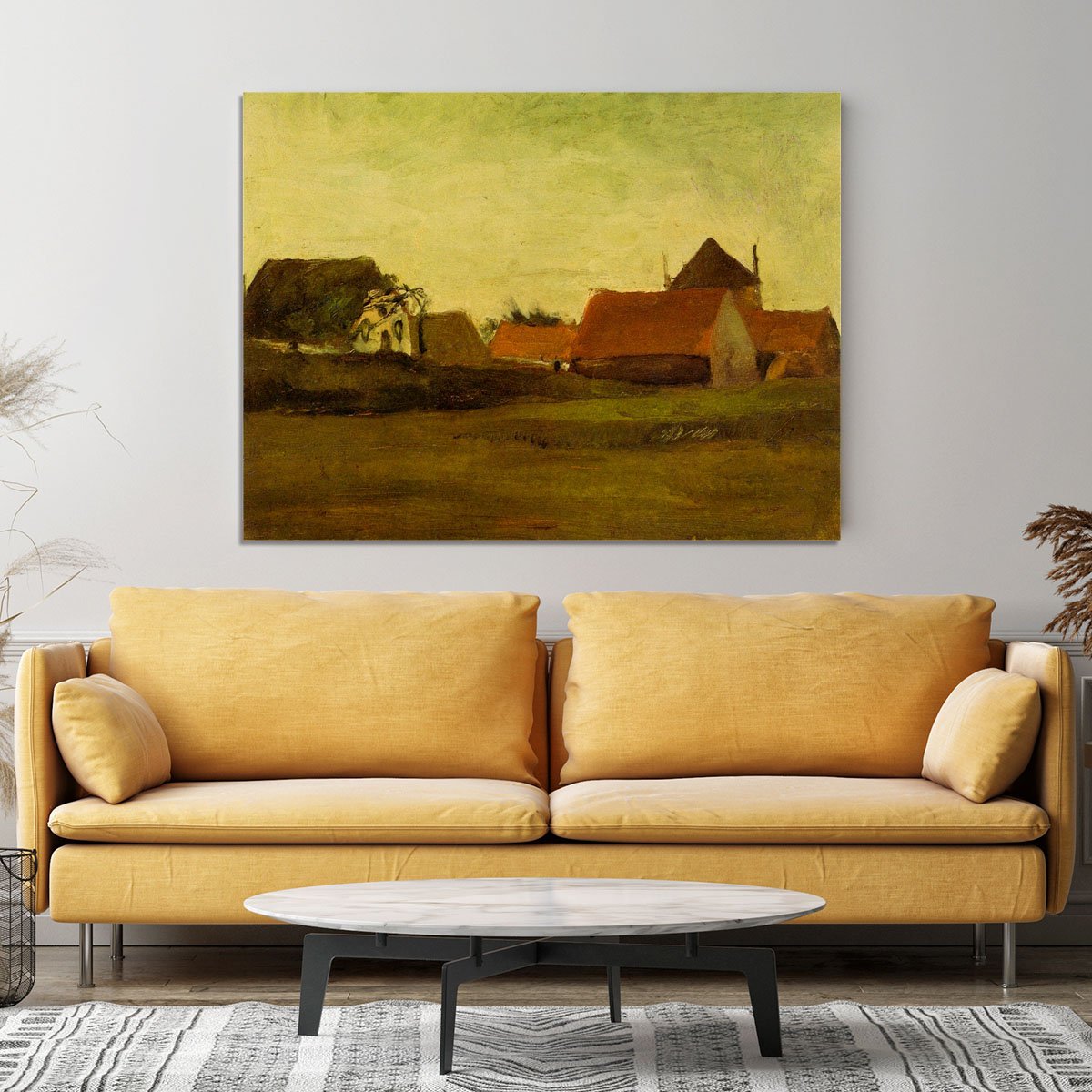 Farmhouses in Loosduinen near The Hague at Twilight by Van Gogh Canvas Print or Poster
