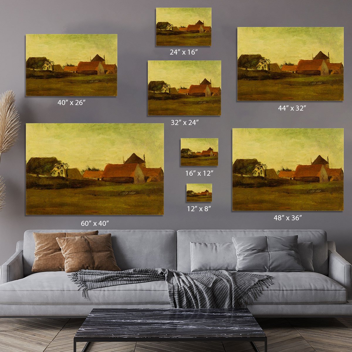 Farmhouses in Loosduinen near The Hague at Twilight by Van Gogh Canvas Print or Poster