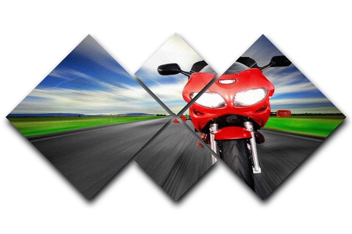 Fast Red Motorbike 4 Square Multi Panel Canvas  - Canvas Art Rocks - 1