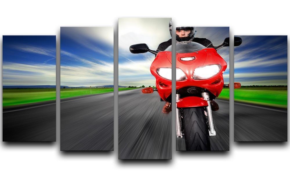 Fast Red Motorbike 5 Split Panel Canvas  - Canvas Art Rocks - 1