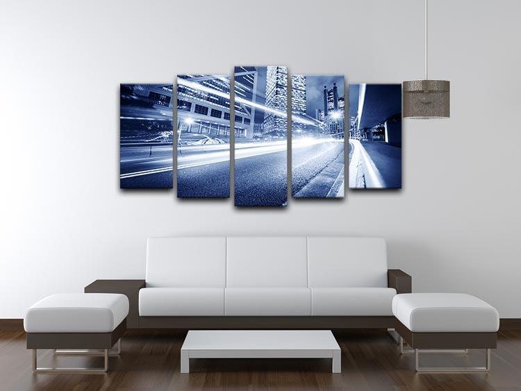 Fast moving cars lights blurred city 5 Split Panel Canvas  - Canvas Art Rocks - 3