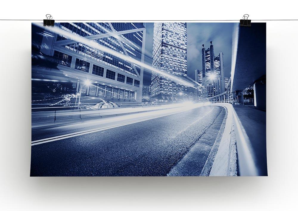 Fast moving cars lights blurred city Canvas Print or Poster - Canvas Art Rocks - 2