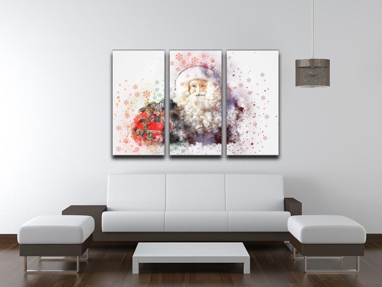 Father Christmas Close Up 3 Split Panel Canvas Print - Canvas Art Rocks - 3