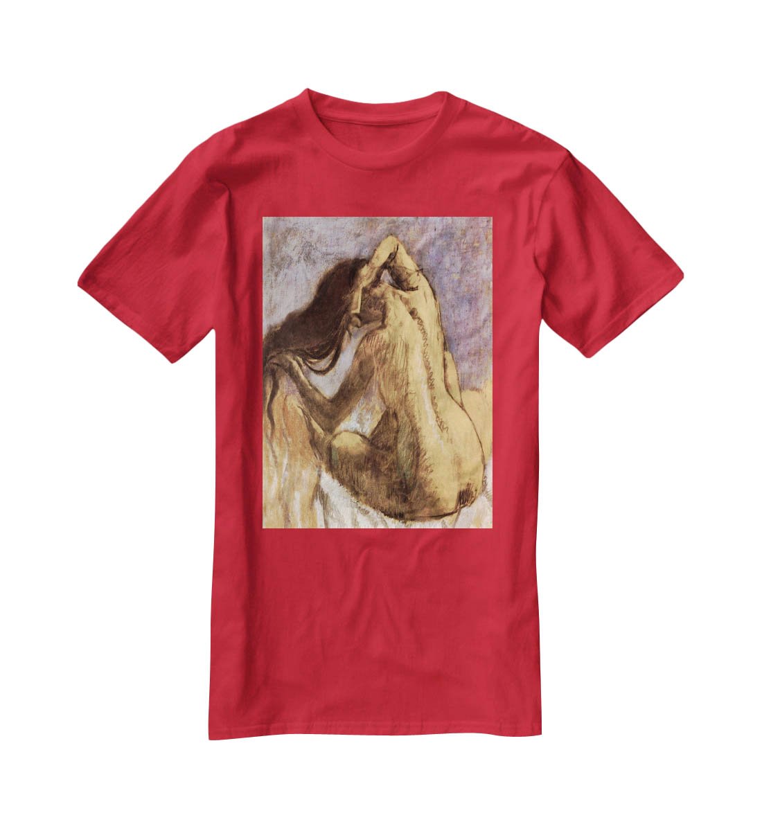 Female combing hair by Degas T-Shirt - Canvas Art Rocks - 4