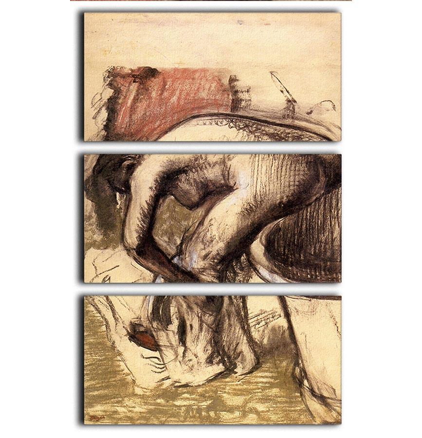 Female on the tub edge her legs drying 1 by Degas 3 Split Panel Canvas Print - Canvas Art Rocks - 1