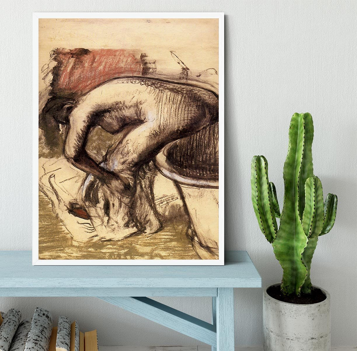 Female on the tub edge her legs drying 1 by Degas Framed Print - Canvas Art Rocks -6