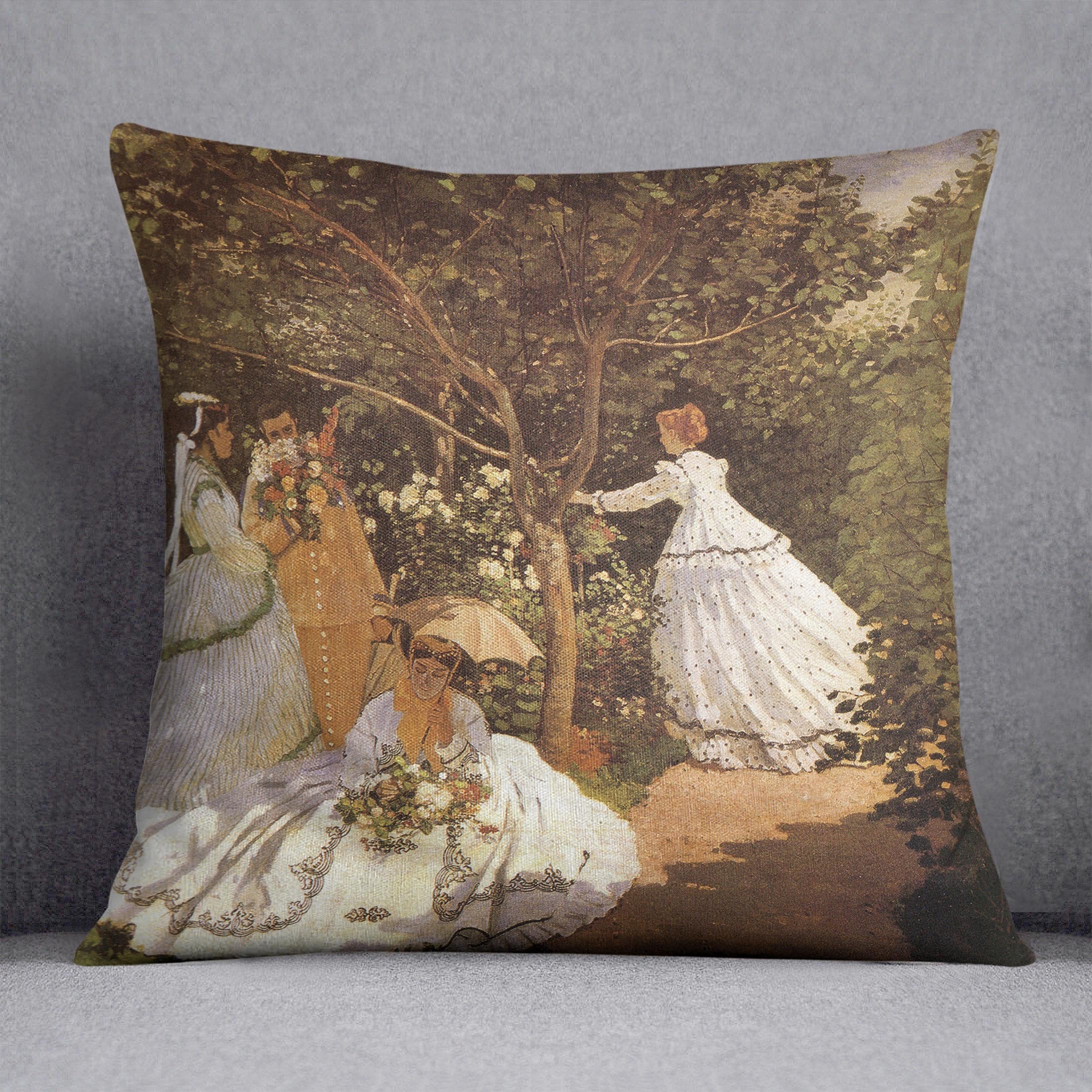 Femmes au jardin 1867 by Monet Throw Pillow