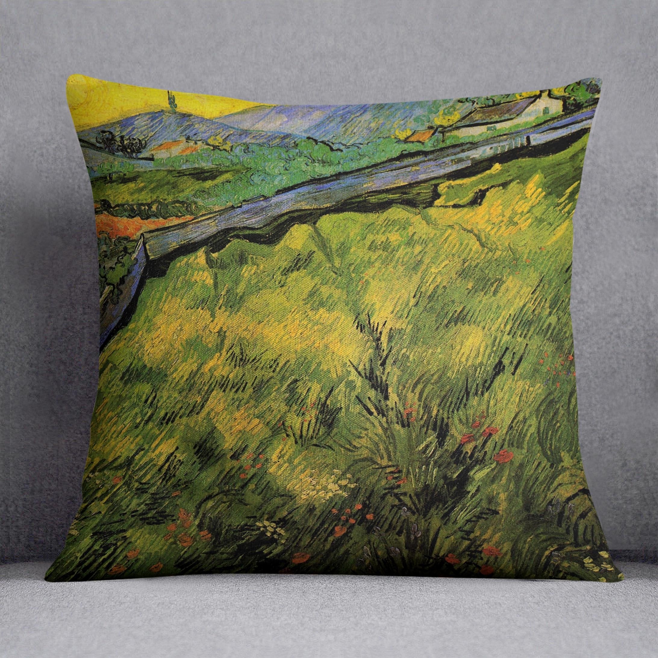 Field of Spring Wheat at Sunrise by Van Gogh Throw Pillow